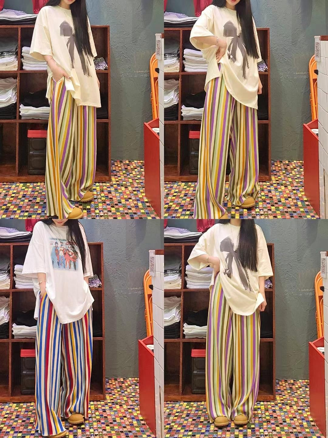 RAINBOW RIBBED PANTS