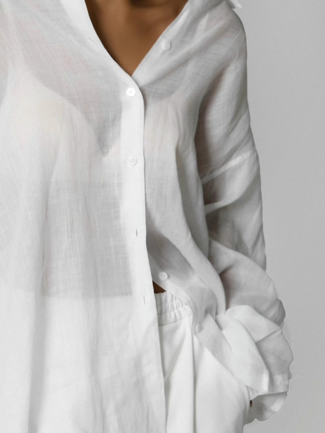 DRAPED LINEN SHIRT