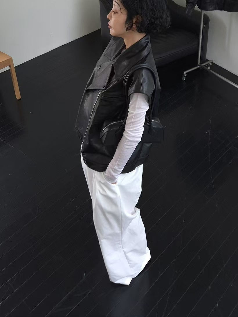 SS25 ITALY LAMBSKIN PETAL SLEEVES VEST