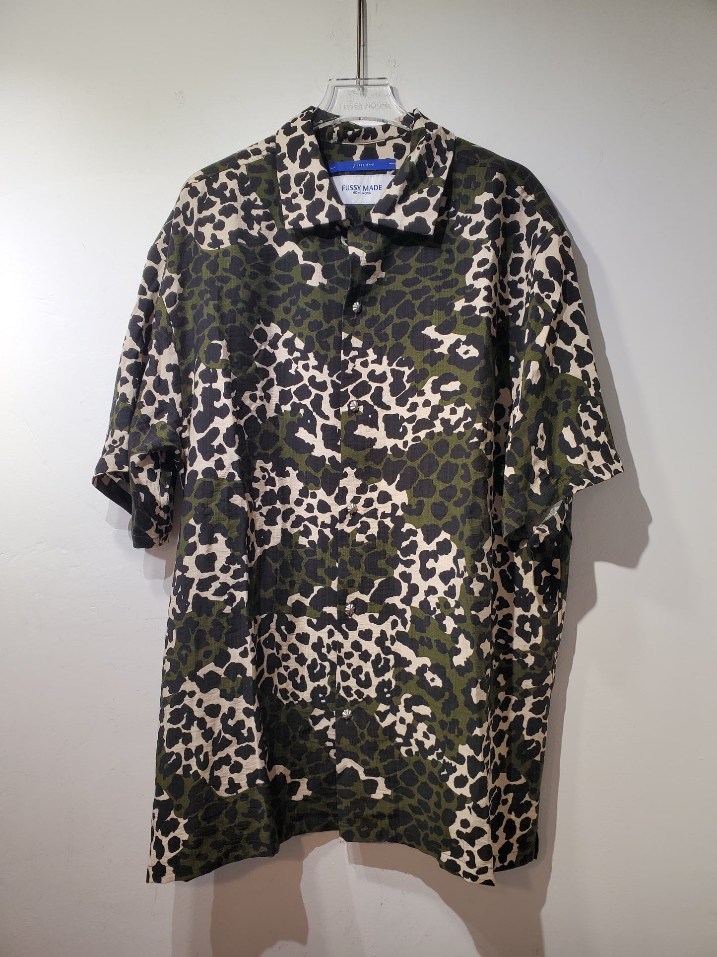 • FUSSY MADE • JUNGLE GREEN LEOPARD CAMO SHIRT