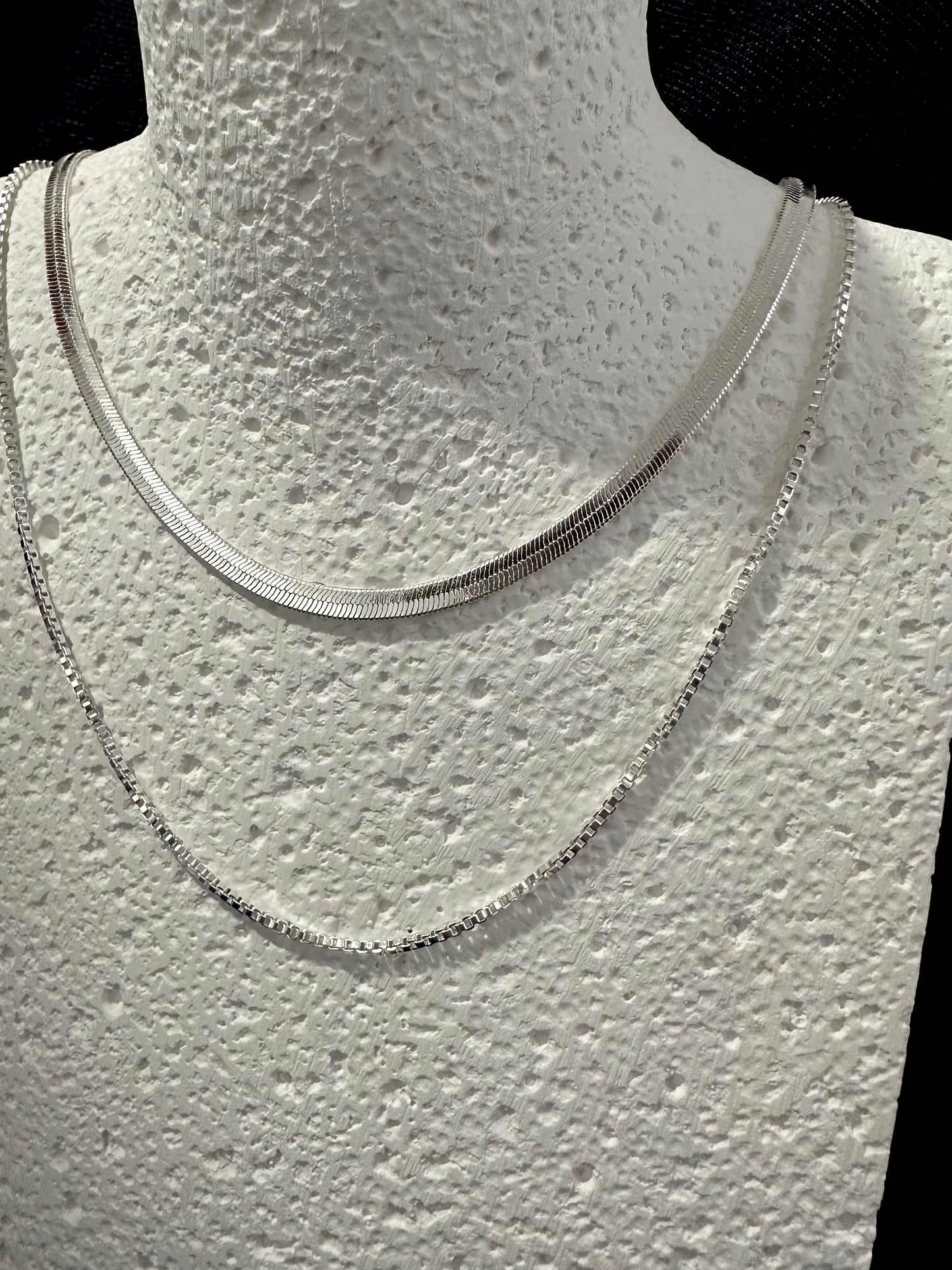 925 COMBO LAYERING SQUARE CHAIN NECKLACE