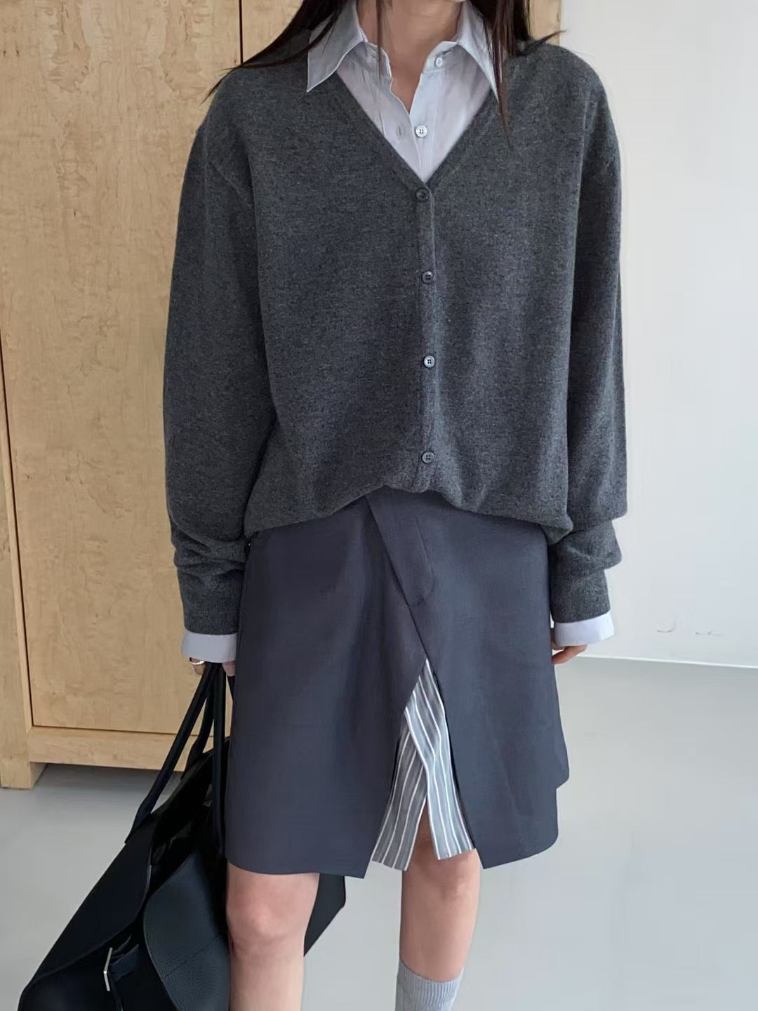 A LINE STRIPE LAYER SKIRT