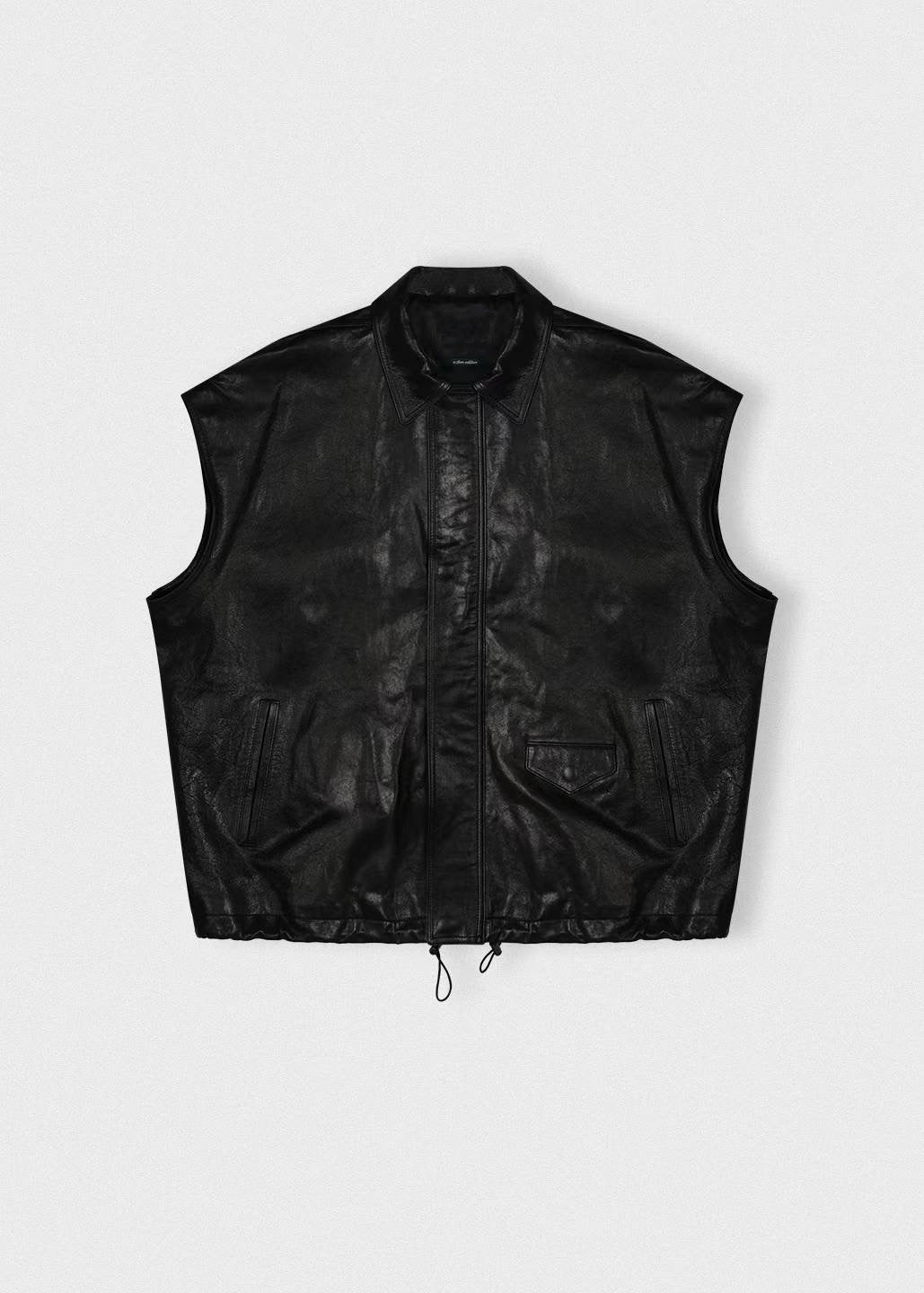 DROP SHOULDER LEATHER VEST JACKET ( ITALY LAMBSKIN )