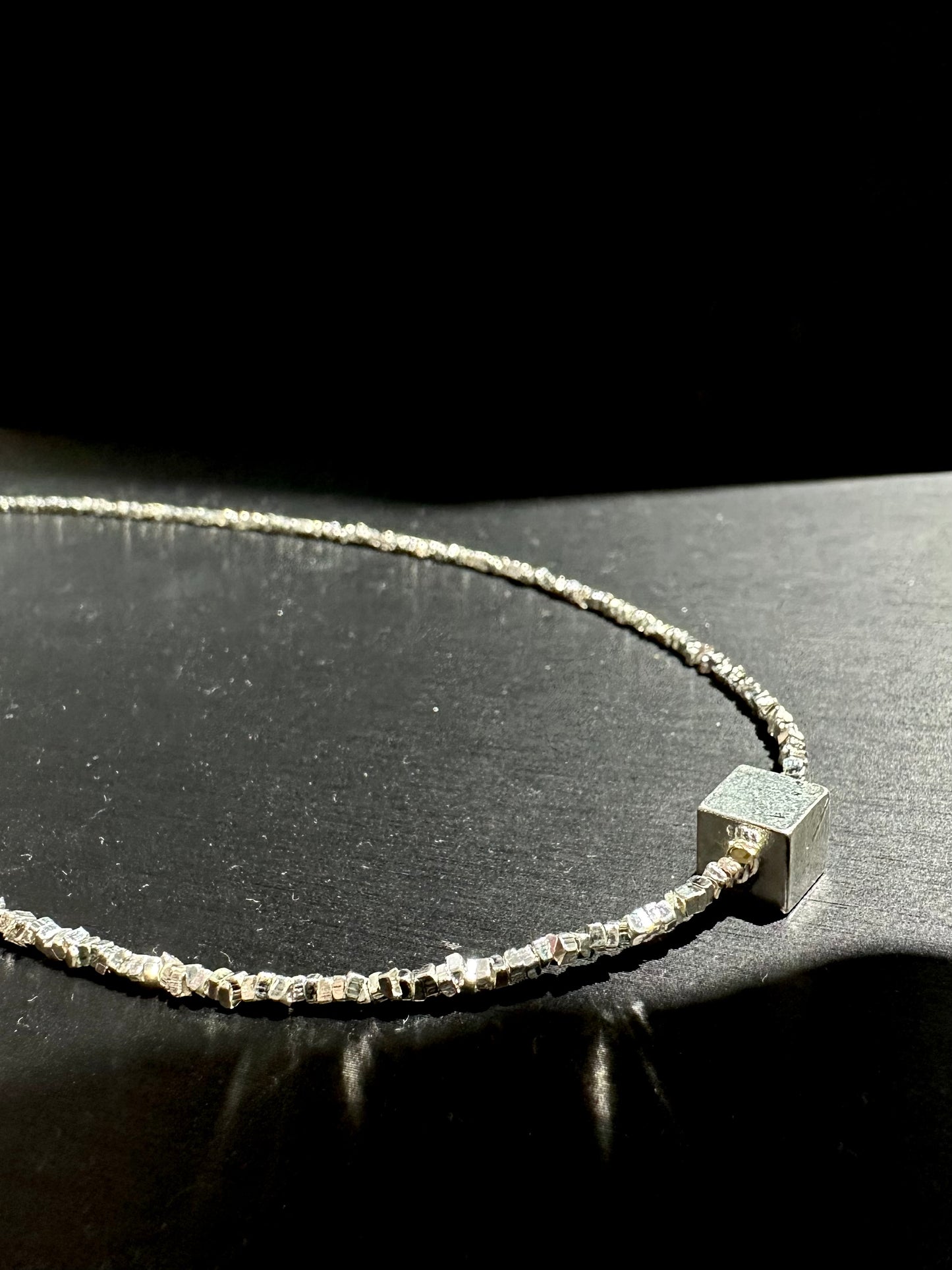 925 CUBE BLOCK SILVER BEADS NECKLACE