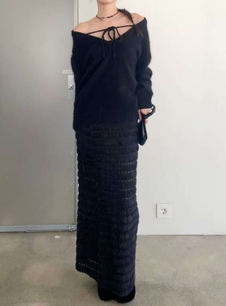 TIERED KNIT RUFFLE SKIRT