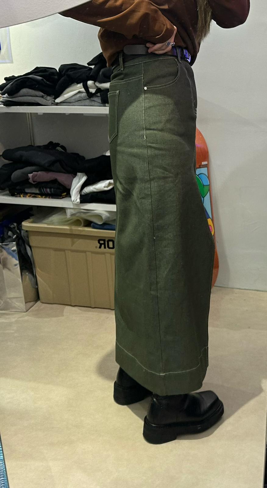 • FUSSY MADE • SAGE GREEN DENIM SKIRT