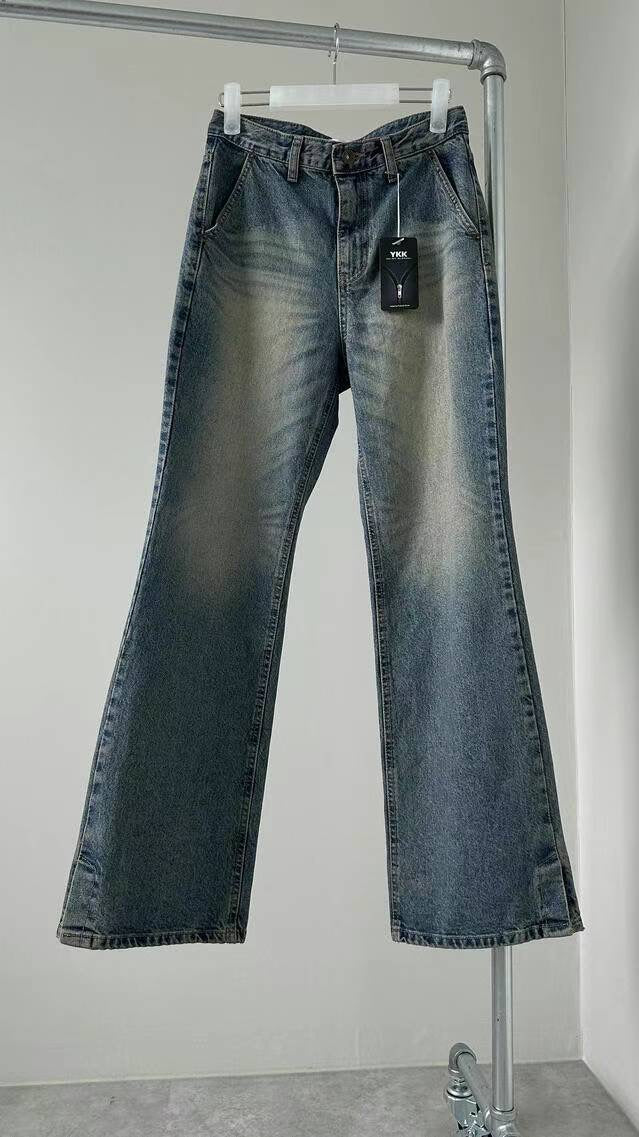 SLIM CUT FLARE WASHED JEANS