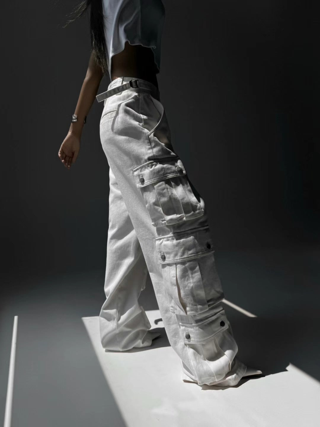 BUCKLE WAISTED CARPENTER PANTS