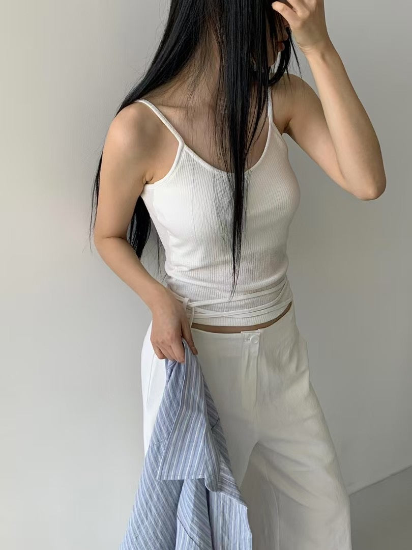 LINE STRAP V NECK BRA TOP - 4 COLOURS