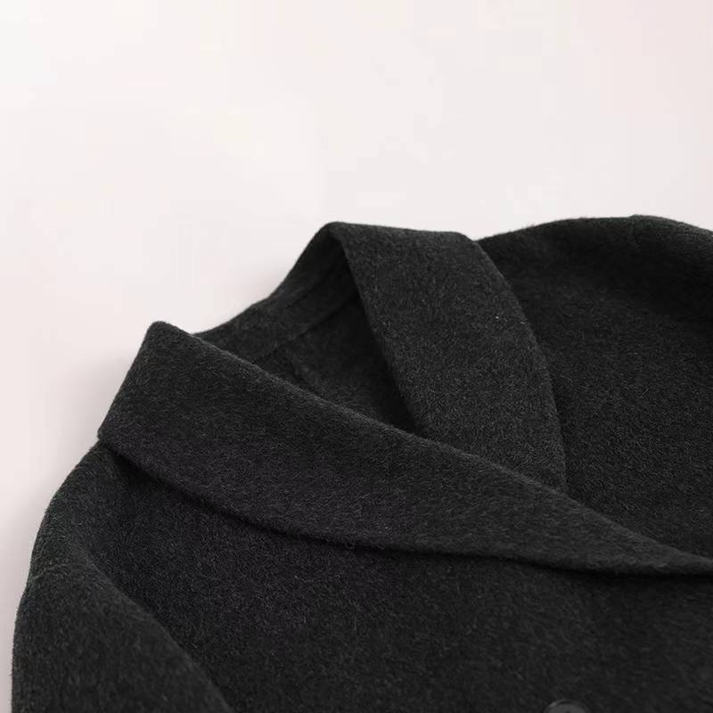 DOUBLE BREASTED WOOL BLENDED COAT