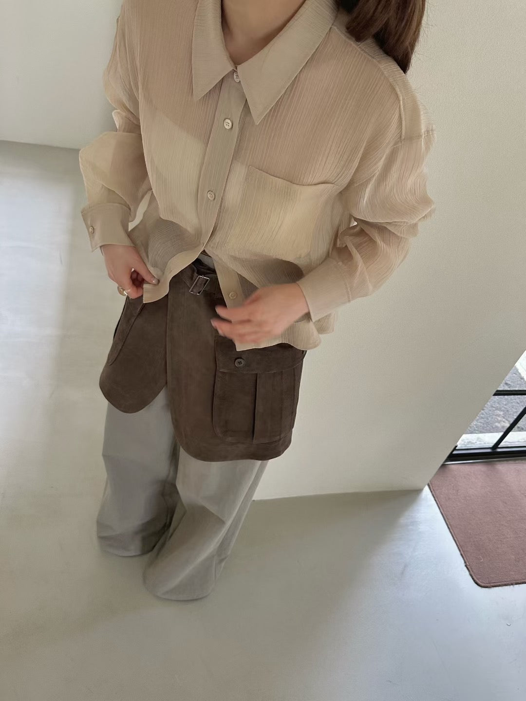 CROP SEE THROUGH SHIRT JACKET