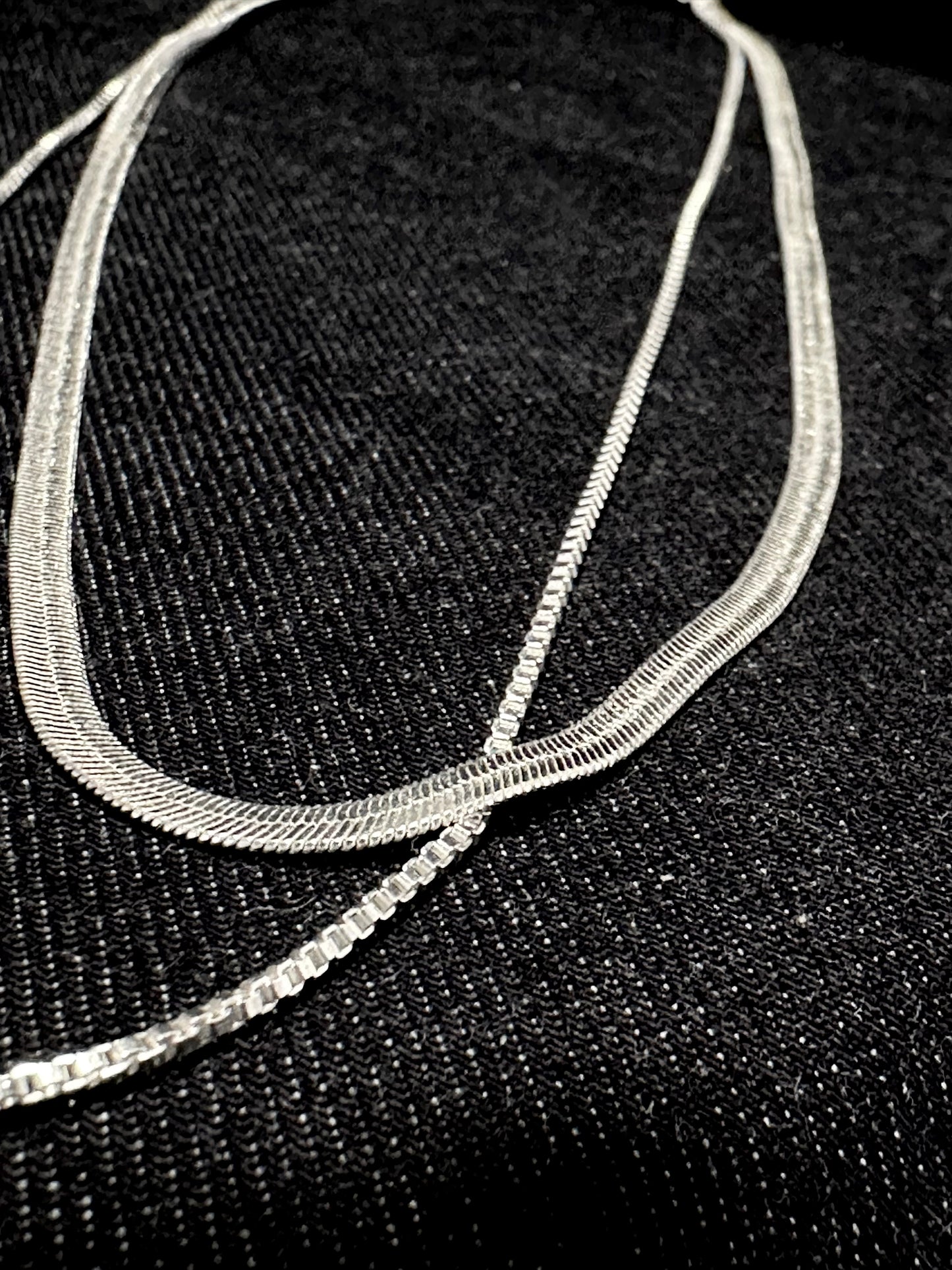 925 COMBO LAYERING SQUARE CHAIN NECKLACE