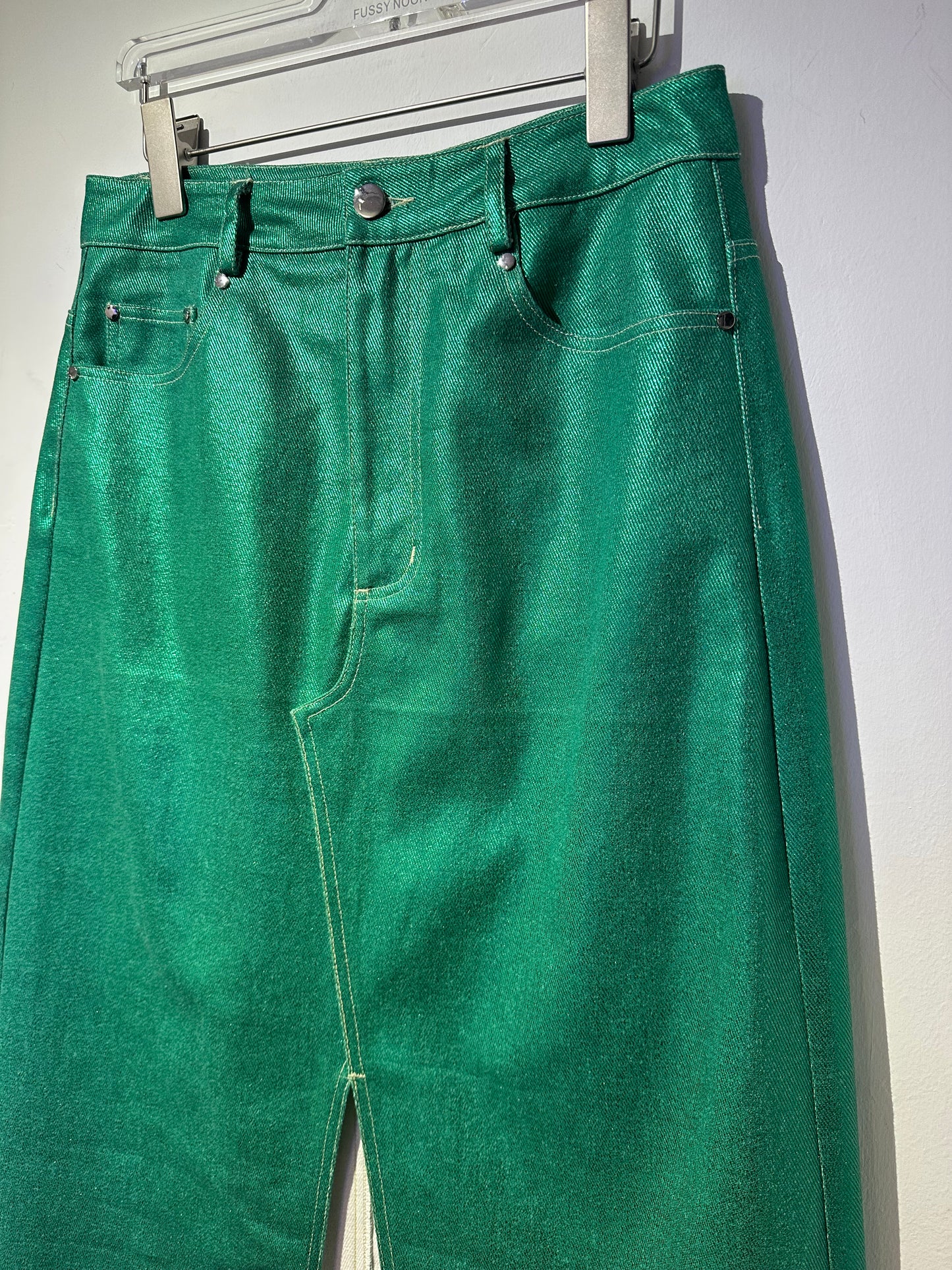 • FUSSY MADE • FLASHING GREEN TWILL SKIRT