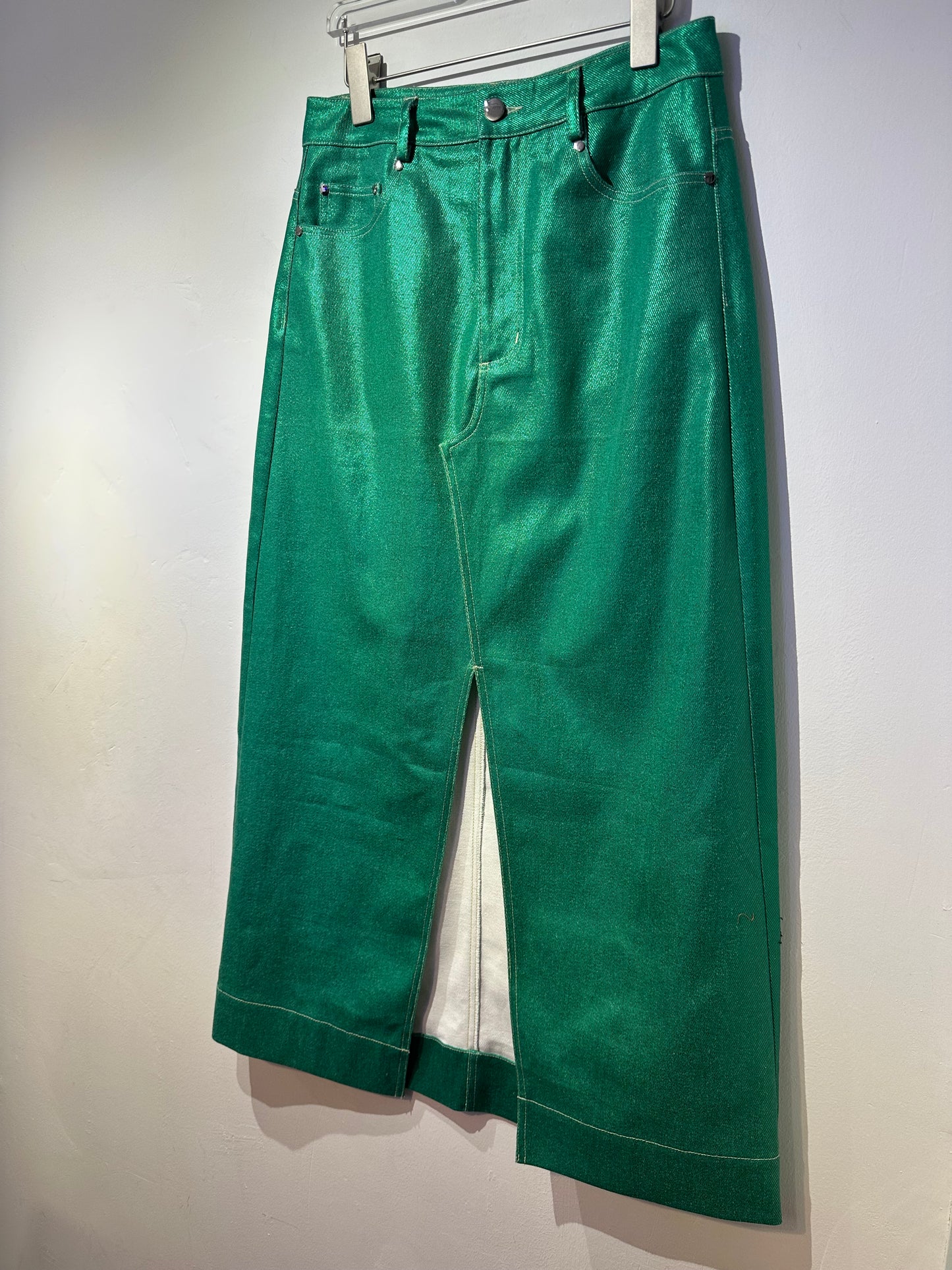 • FUSSY MADE • FLASHING GREEN TWILL SKIRT
