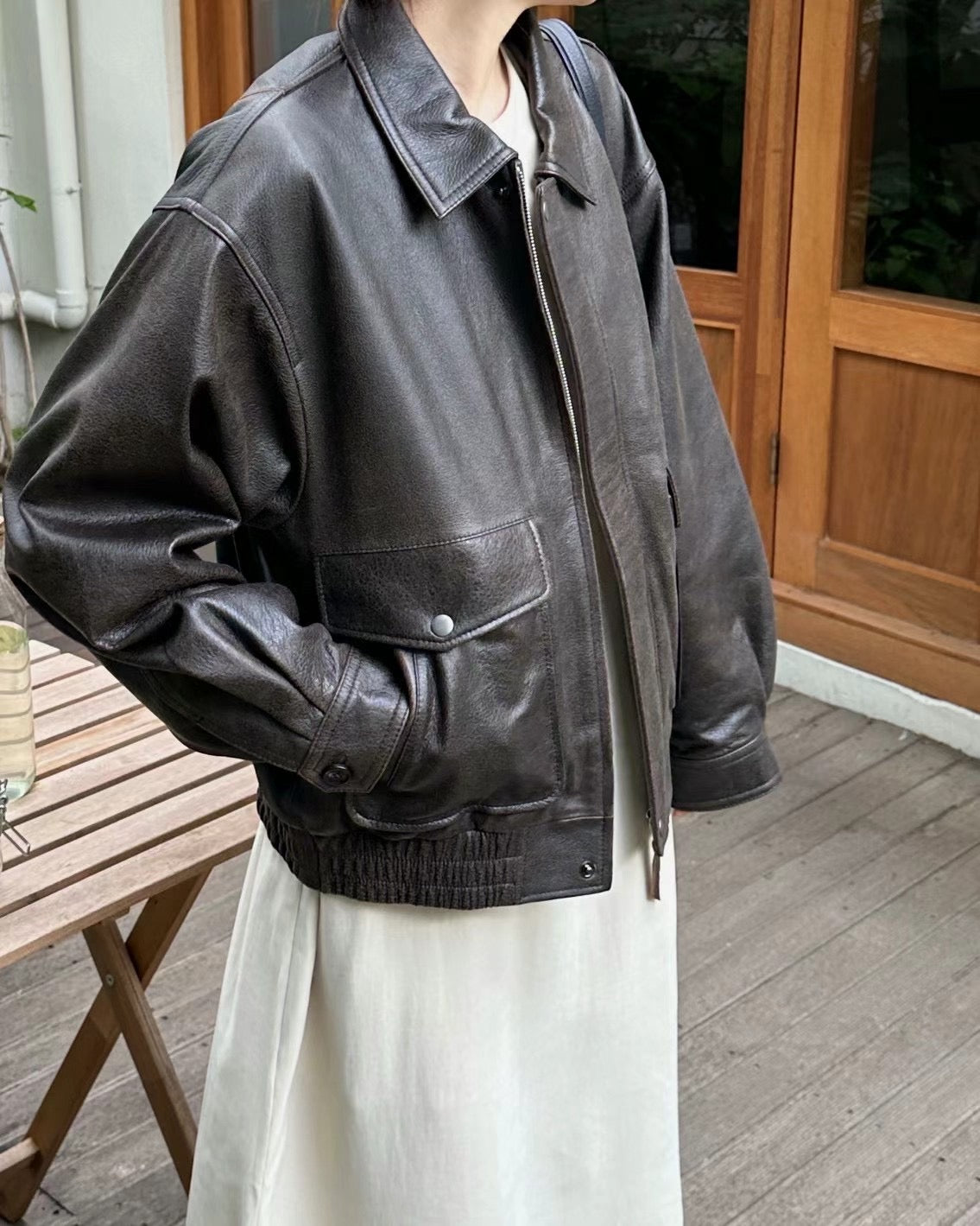 !!!LAST ORDER - SPECIAL OFFER until Sunday!!! ITALIAN CALF LEATHER BOMBER JACKET