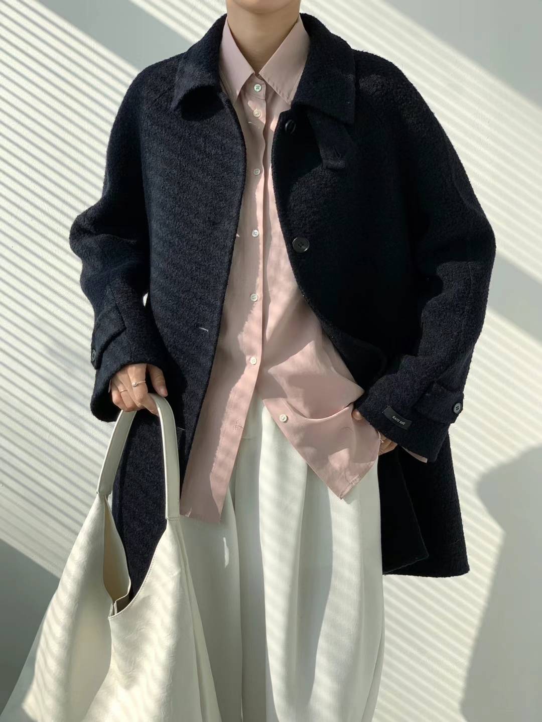 BUTTON UP WOOL BLENDED COAT