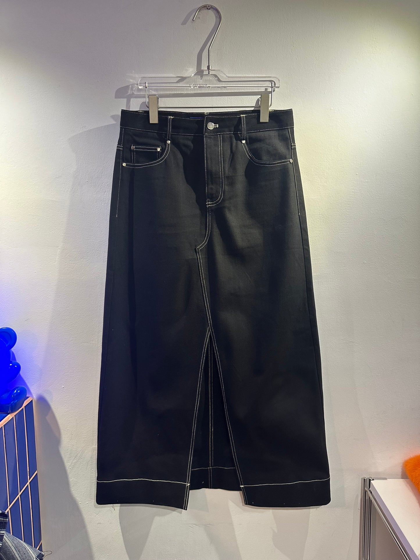 • FUSSY MADE • TEXTURED DENIM SKIRT ( Japan Fabric )