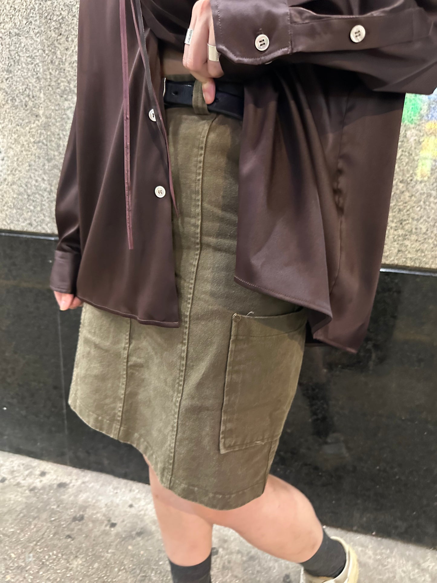 AUTUMN WASHED DENIM WORKER SKIRT