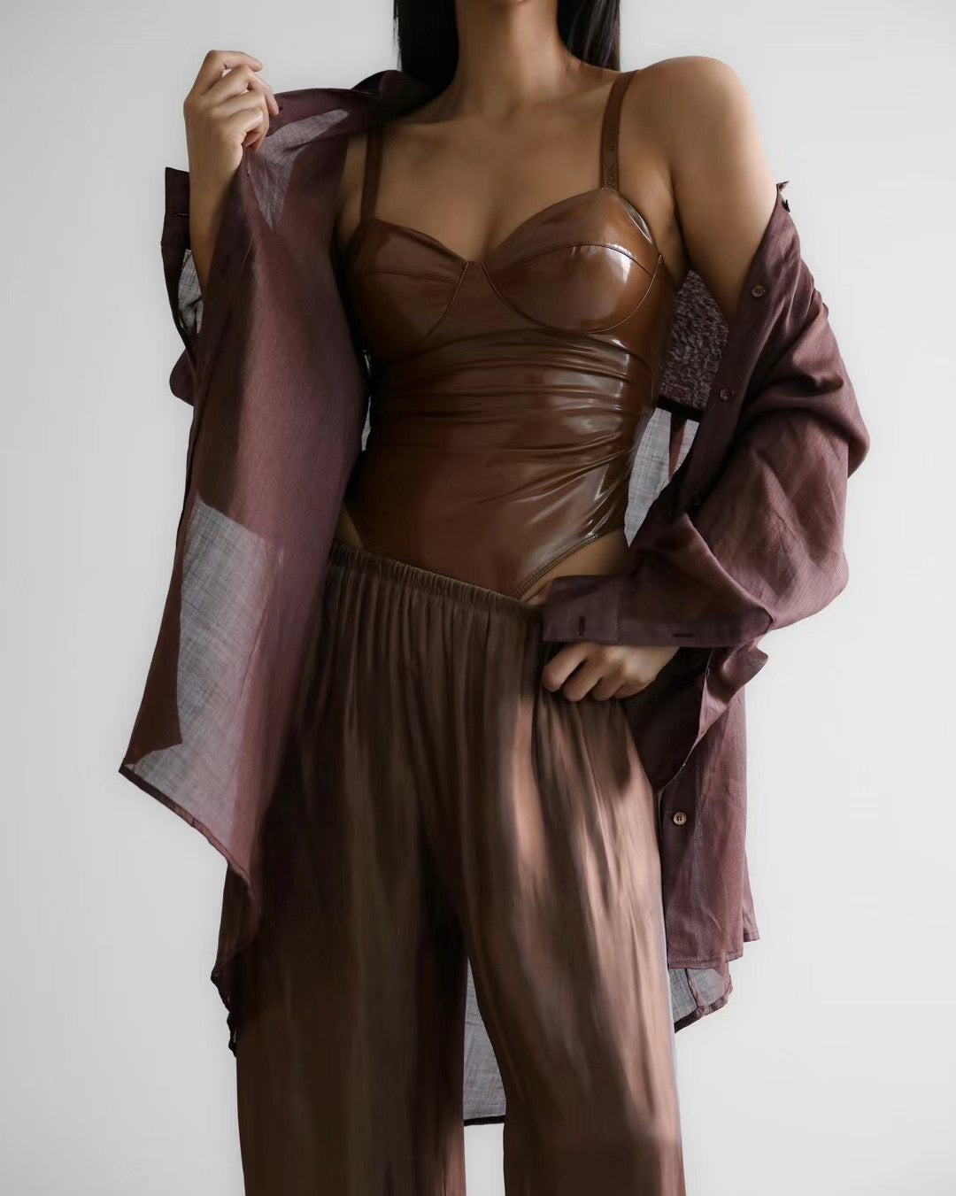 ELASTIC WAIST SATIN PANTS