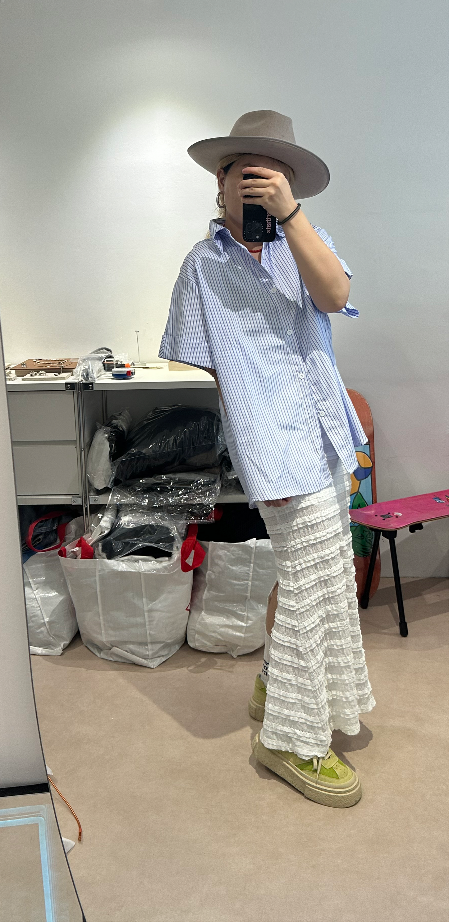 BLUE STRIPE SLEEVES CUFF SHIRT