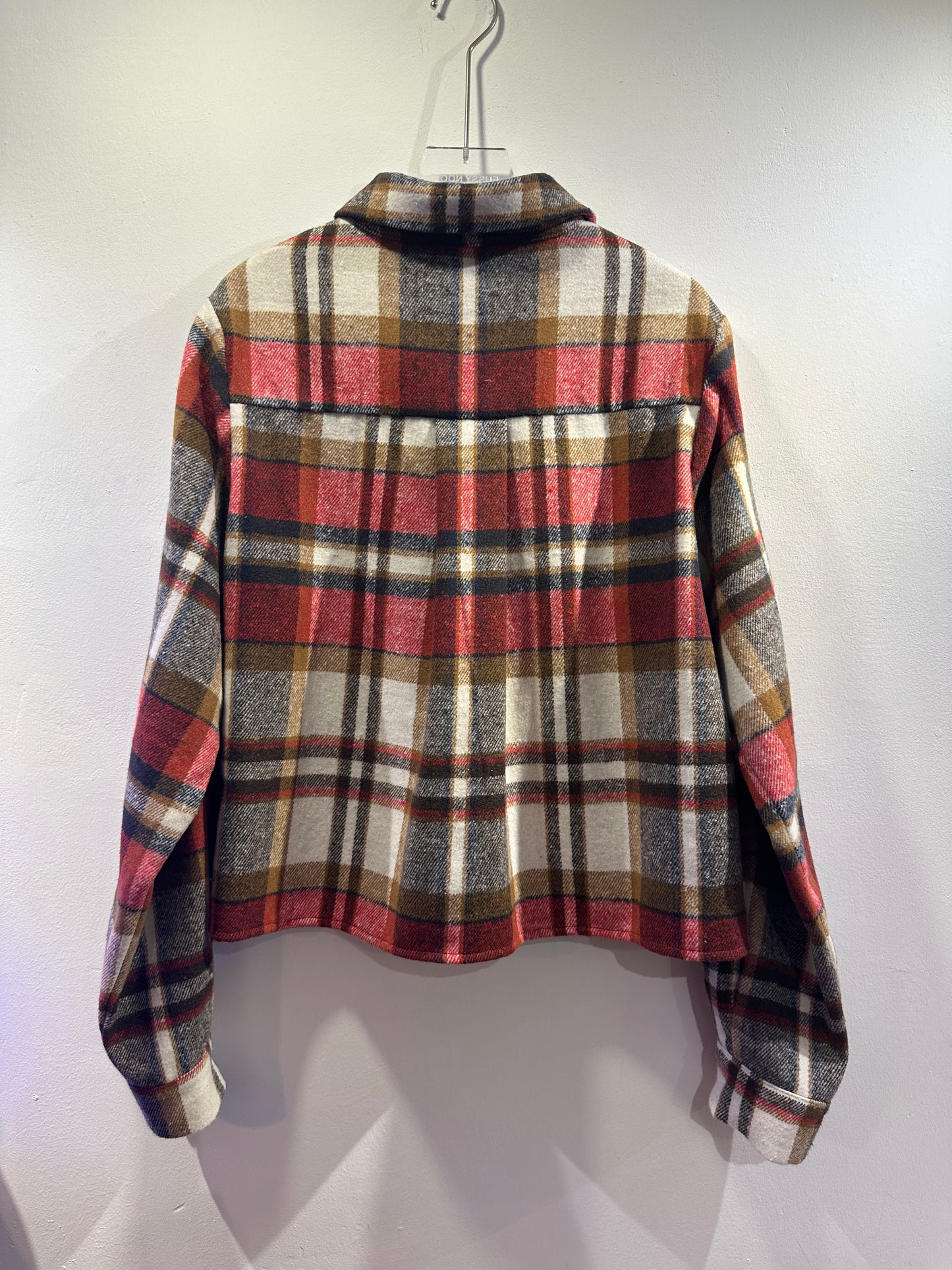 • FUSSY MADE • PLUSH RED CHECKED CROP SHIRT