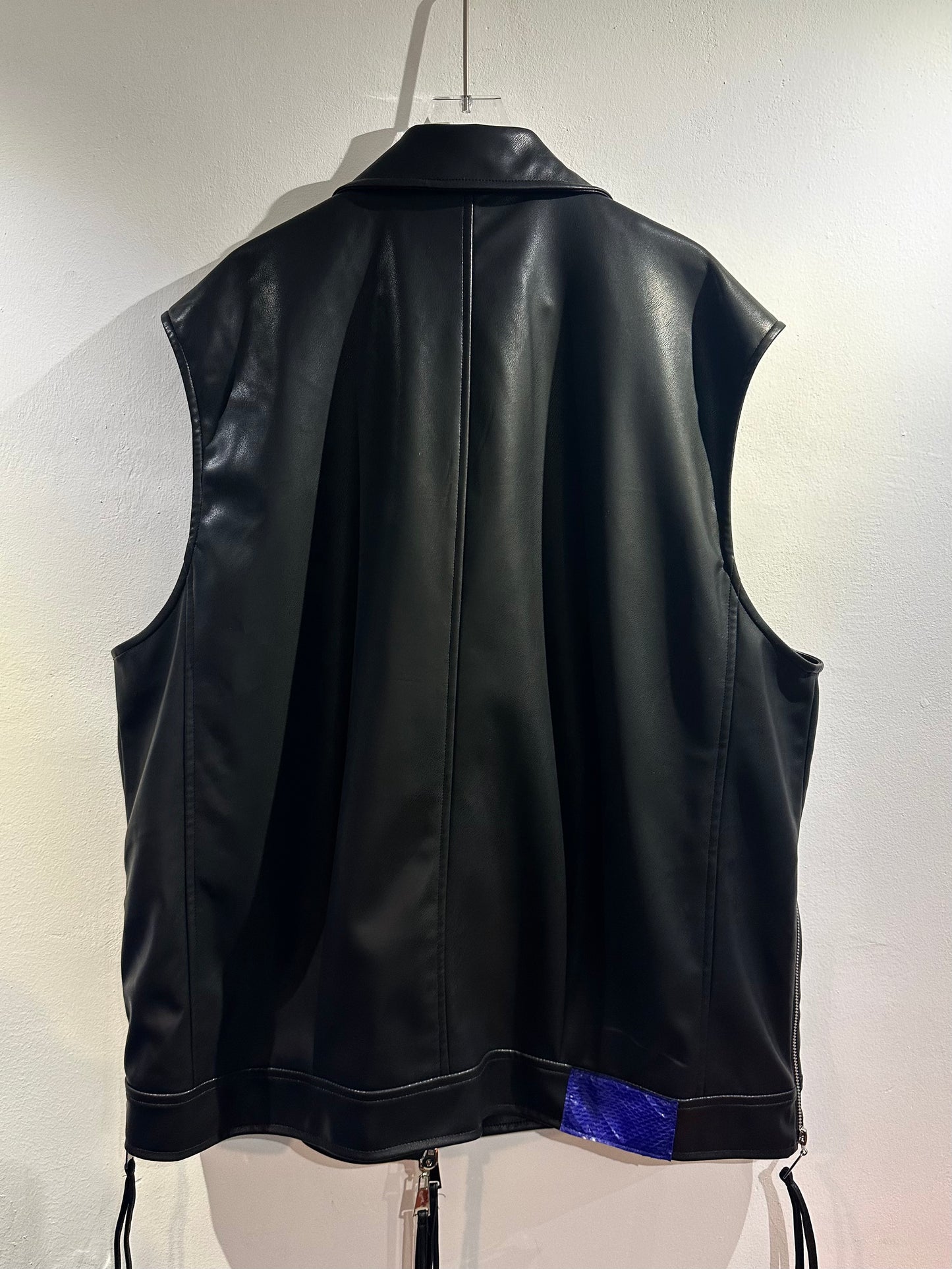 • FUSSY MADE • NIGHT BLACK PU LEATHER BIKER