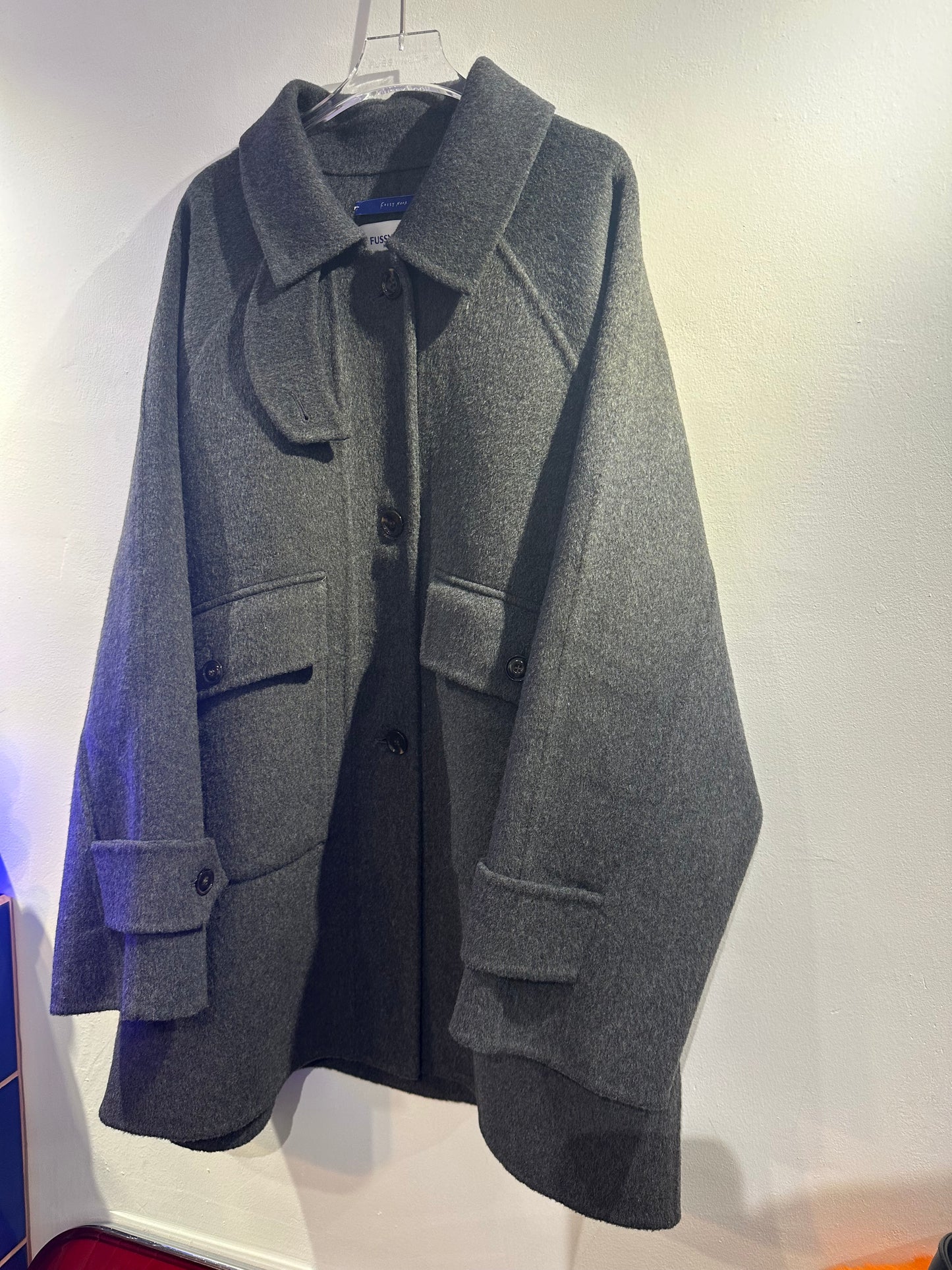 • FUSSY MADE • FLAP POCKETS HANDMADE WOOL COAT ( ITALIAN WOOL )