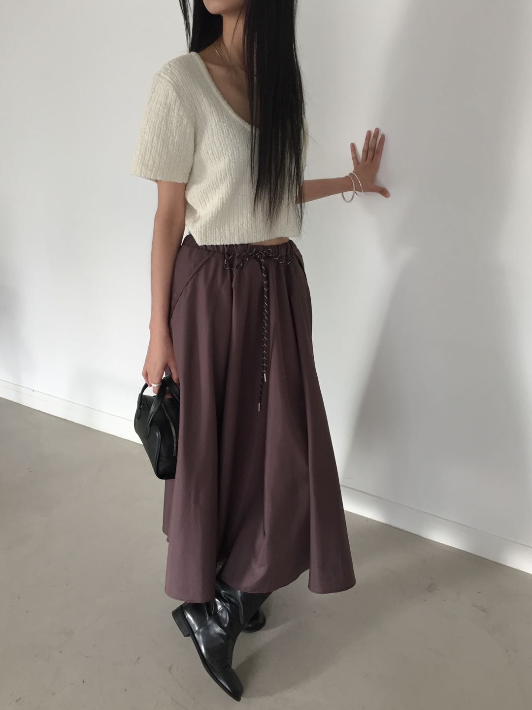 DRAWSTRING NYLON SKIRT