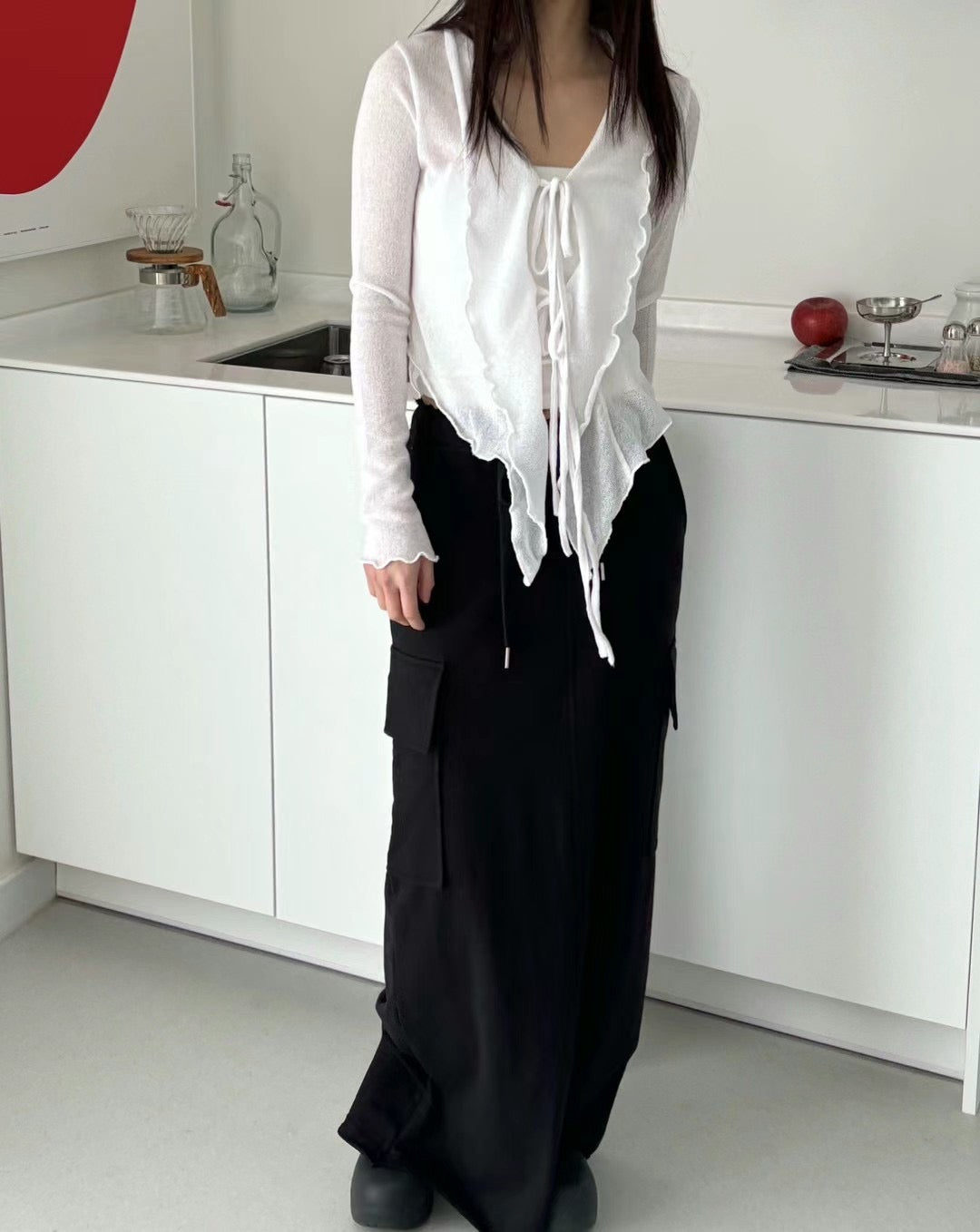 DRAWSTRING JERSEY POCKET SKIRT