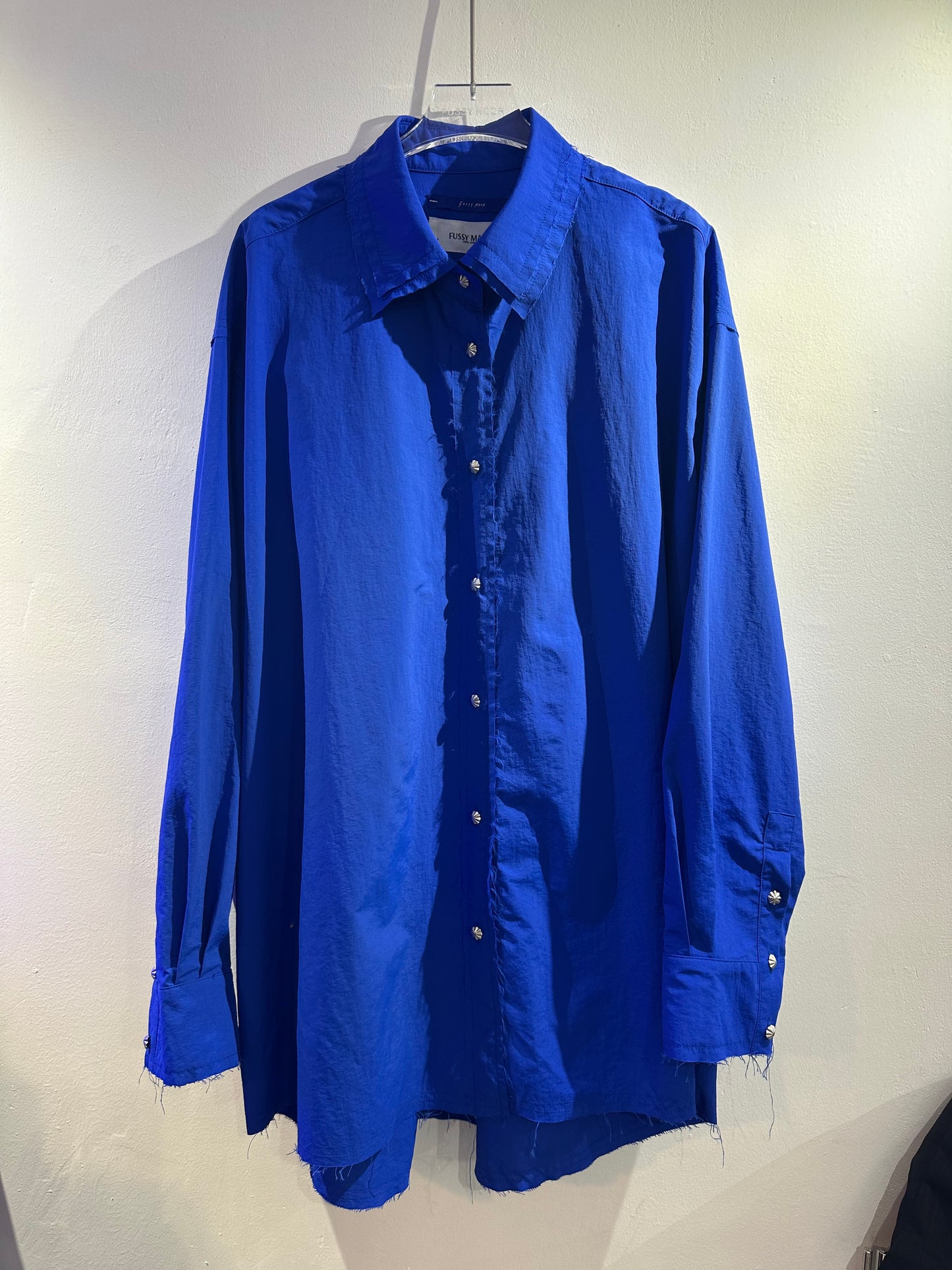 • FUSSY MADE • ELECTRIC BLUE FRAYED EDGE SHIRT