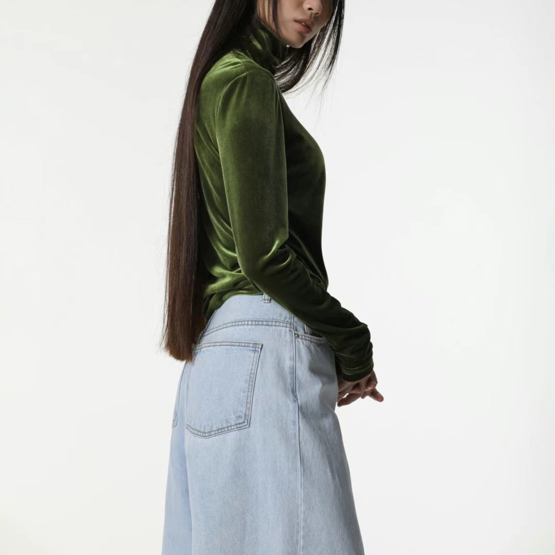 VELVET TURTLE NECK TOP
