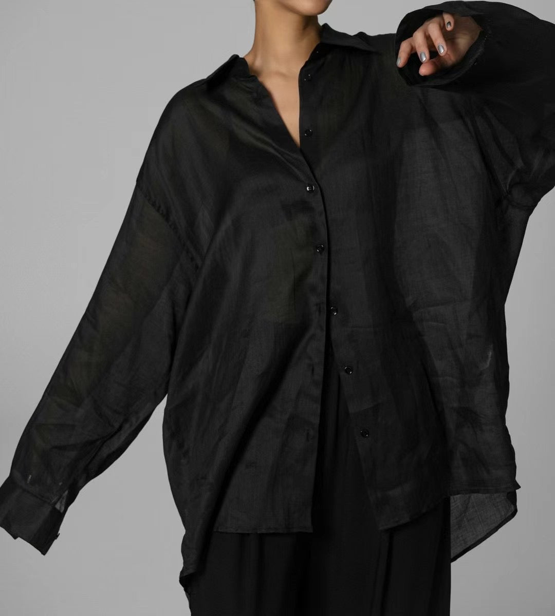 DRAPED LINEN SHIRT