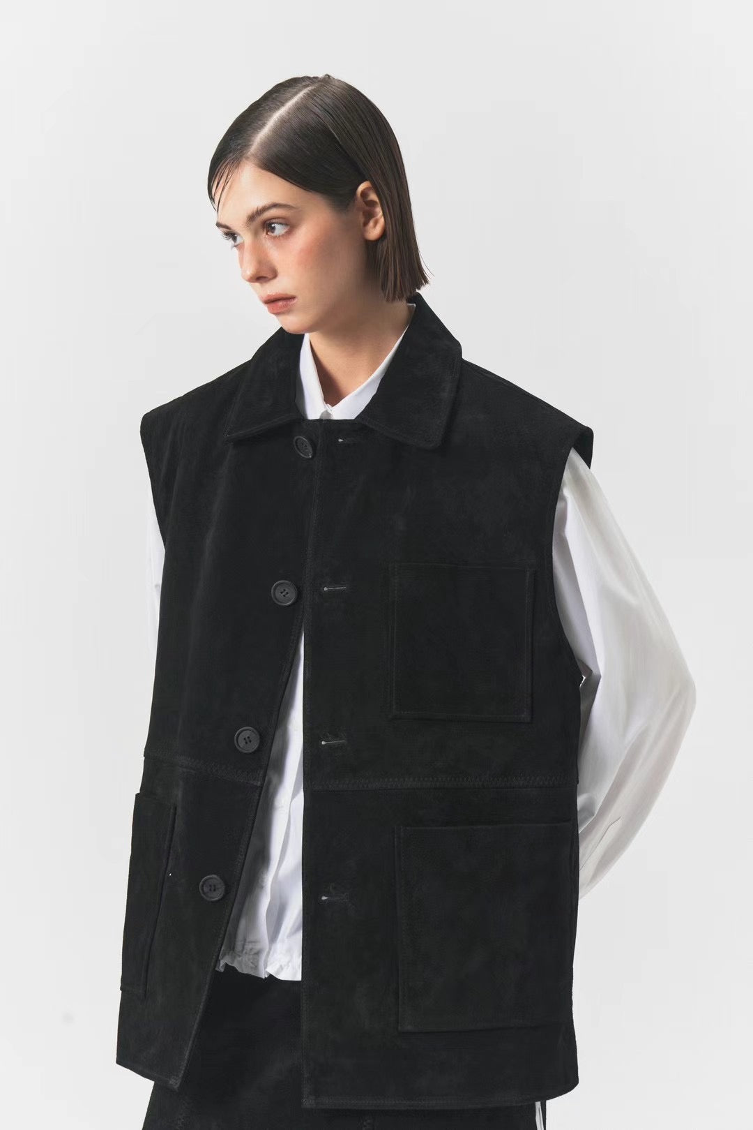SUEDE POCKET VEST JACKET