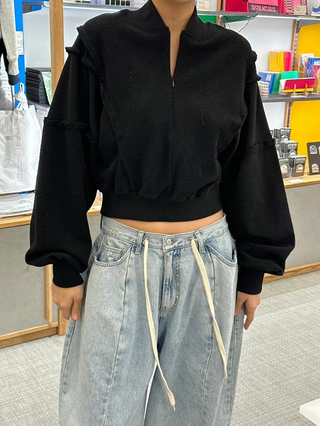 HALF ZIP UP COTTON TOP