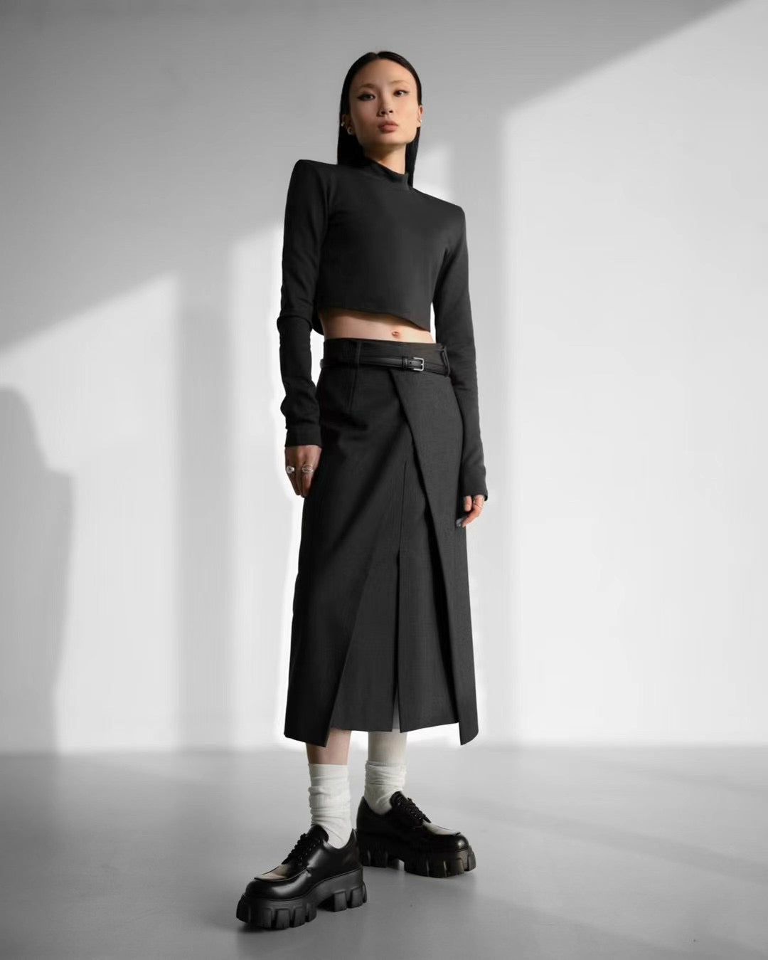 FRONT LAYER A LINE SKIRT