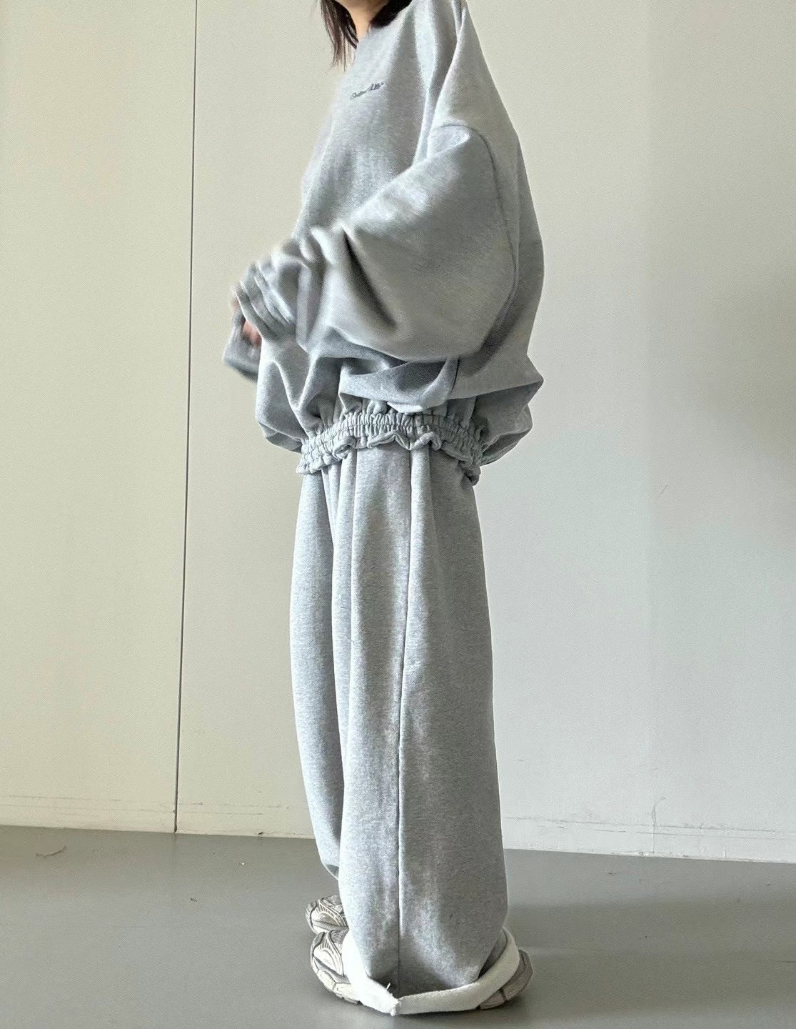WAIST PLEATED COTTON JERSEY PANTS
