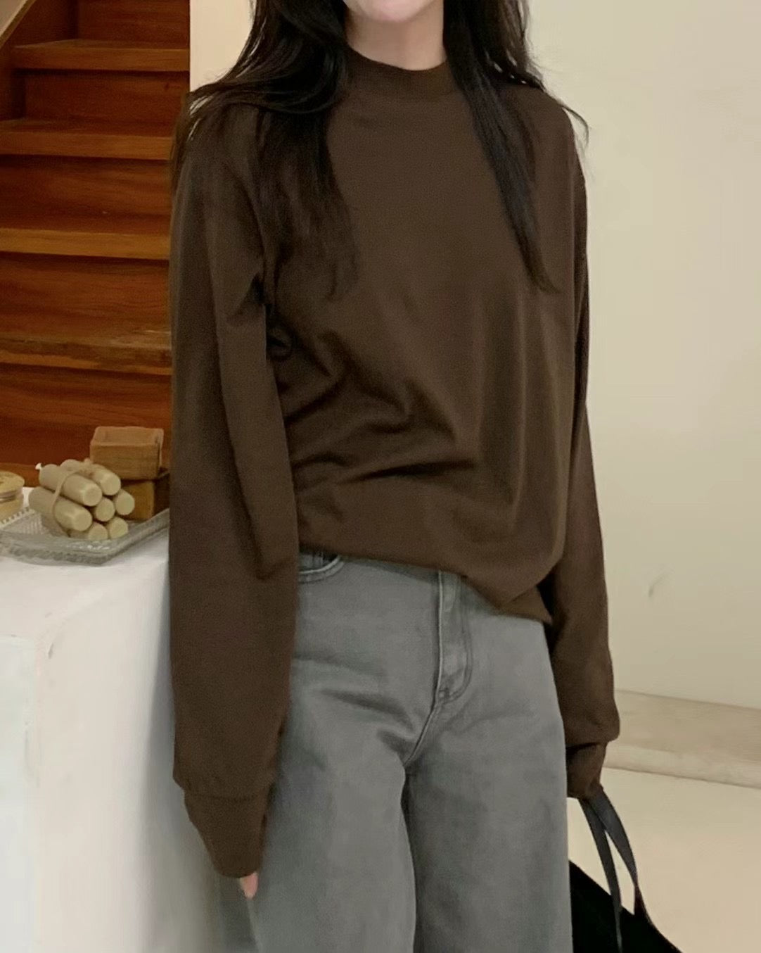 AUTUMN WIDE RIBBED COLLAR TOP