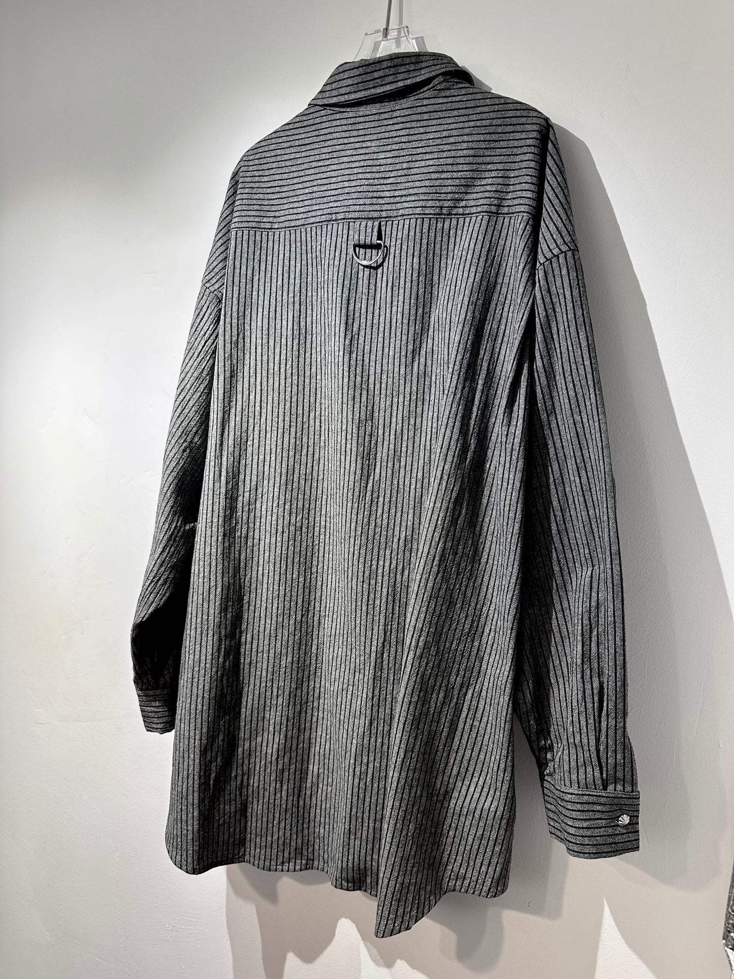 • FUSSY MADE • SLATE GREY PINSTRIPES SHIRT