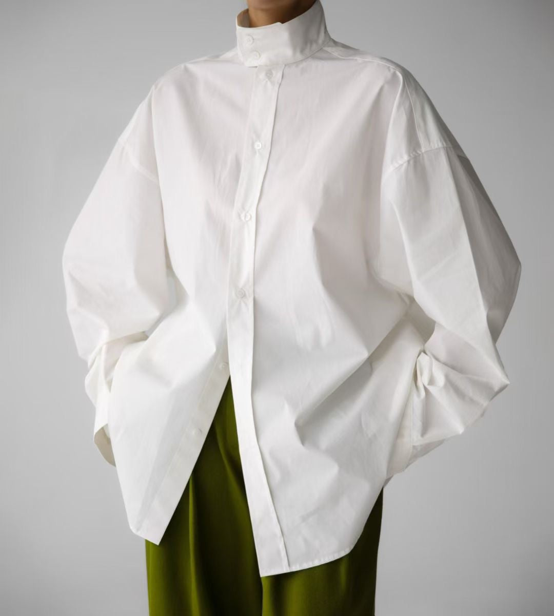 HIGH COLLAR VOLUMINOUS SHIRT