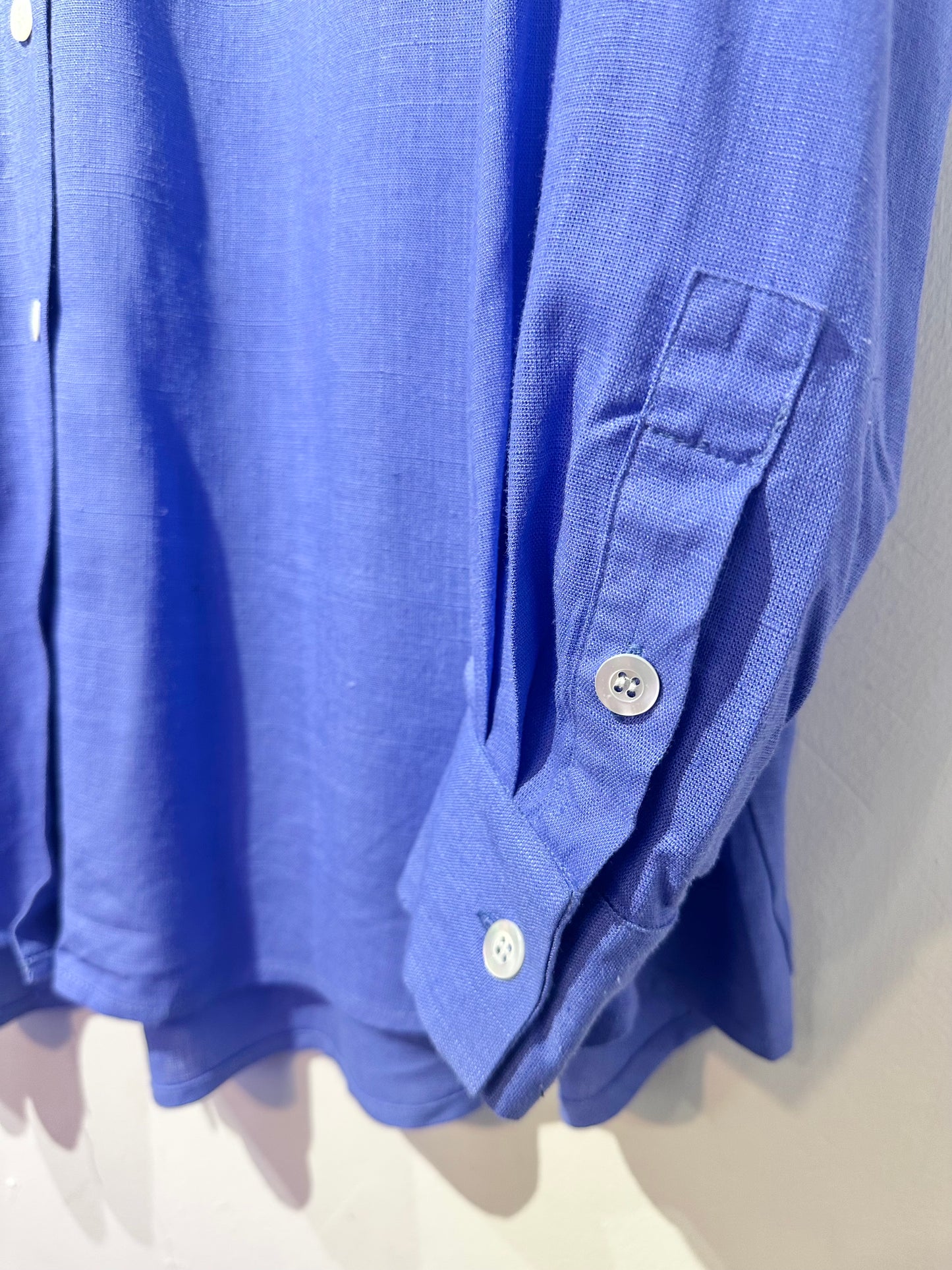 • FUSSY MADE • PURPLISH BLUE LINEN SHIRT