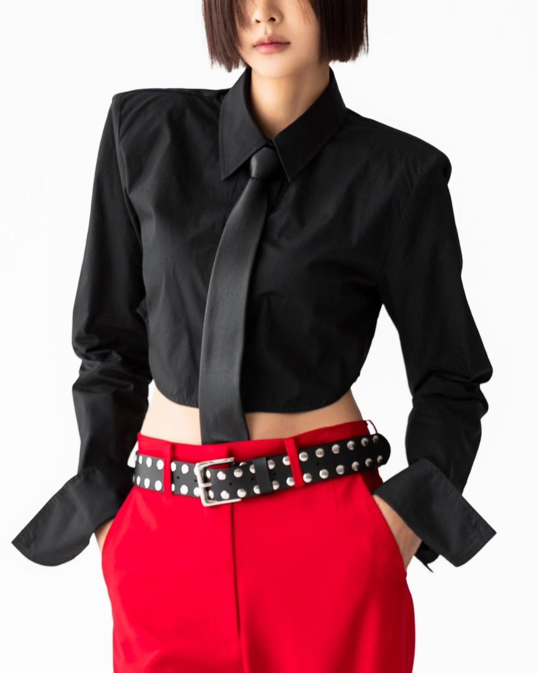 ELEGANT SPLIT-FLARE TROUSERS