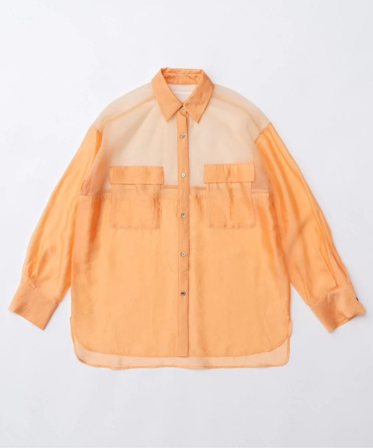 TULLE DOCKING SHEER OVERSIZED SHIRT