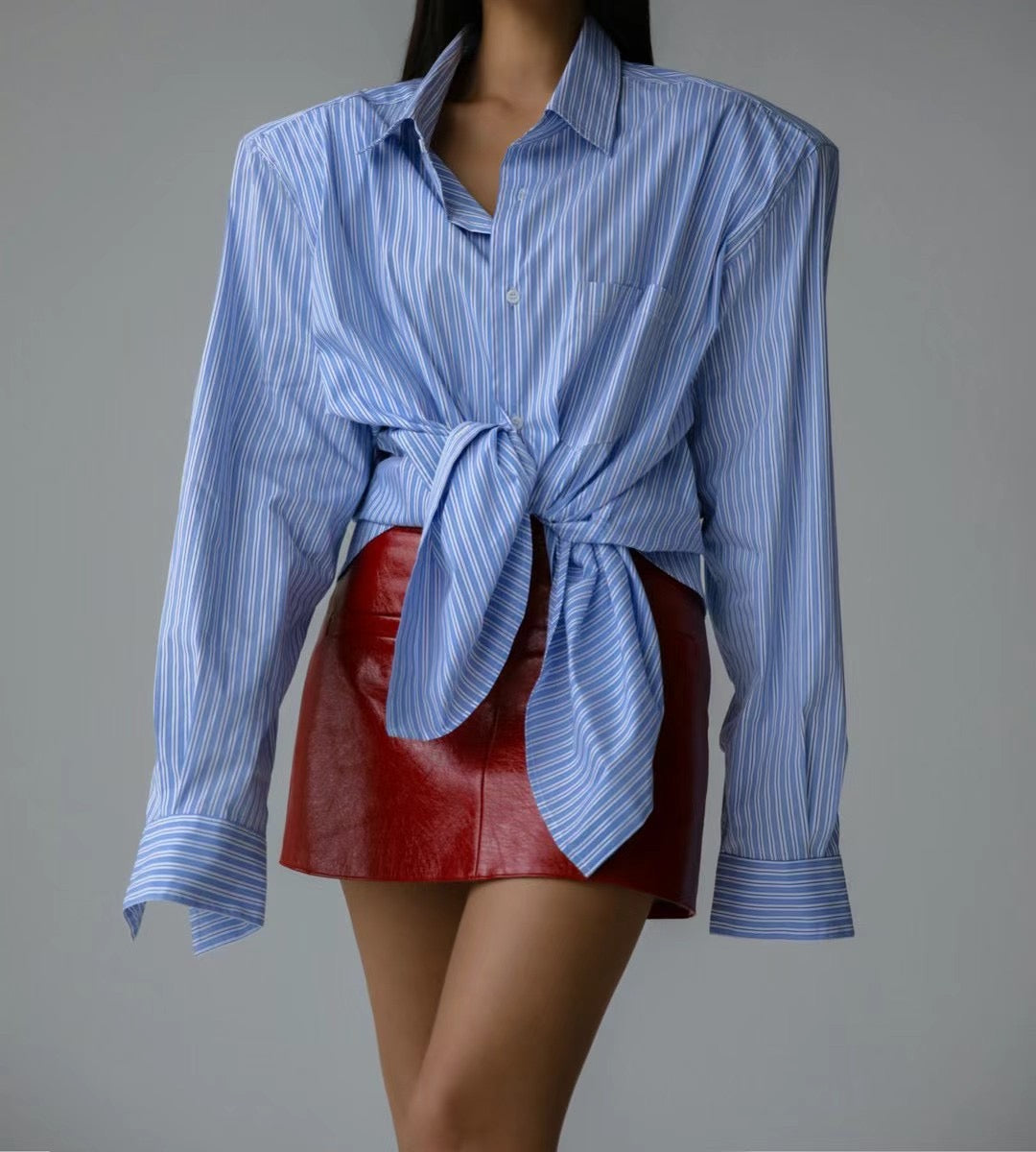 OVERSIZE STRIPE SHIRT WHIT PAD