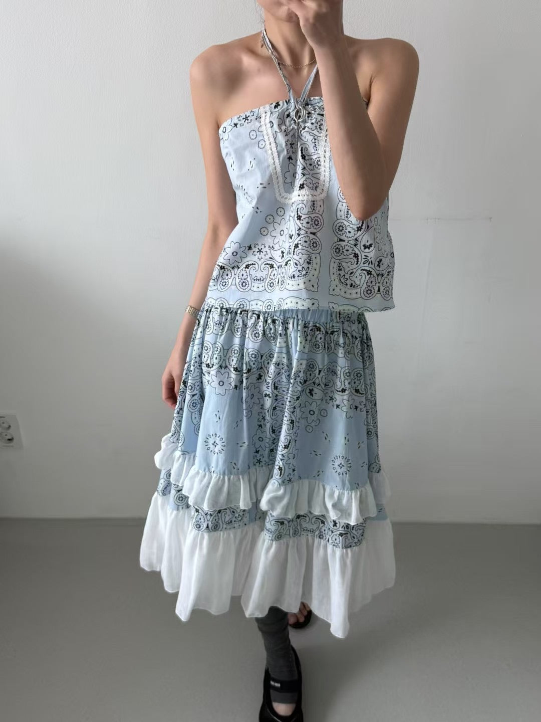 PAISLEY FLORAL PRINTED SKIRT