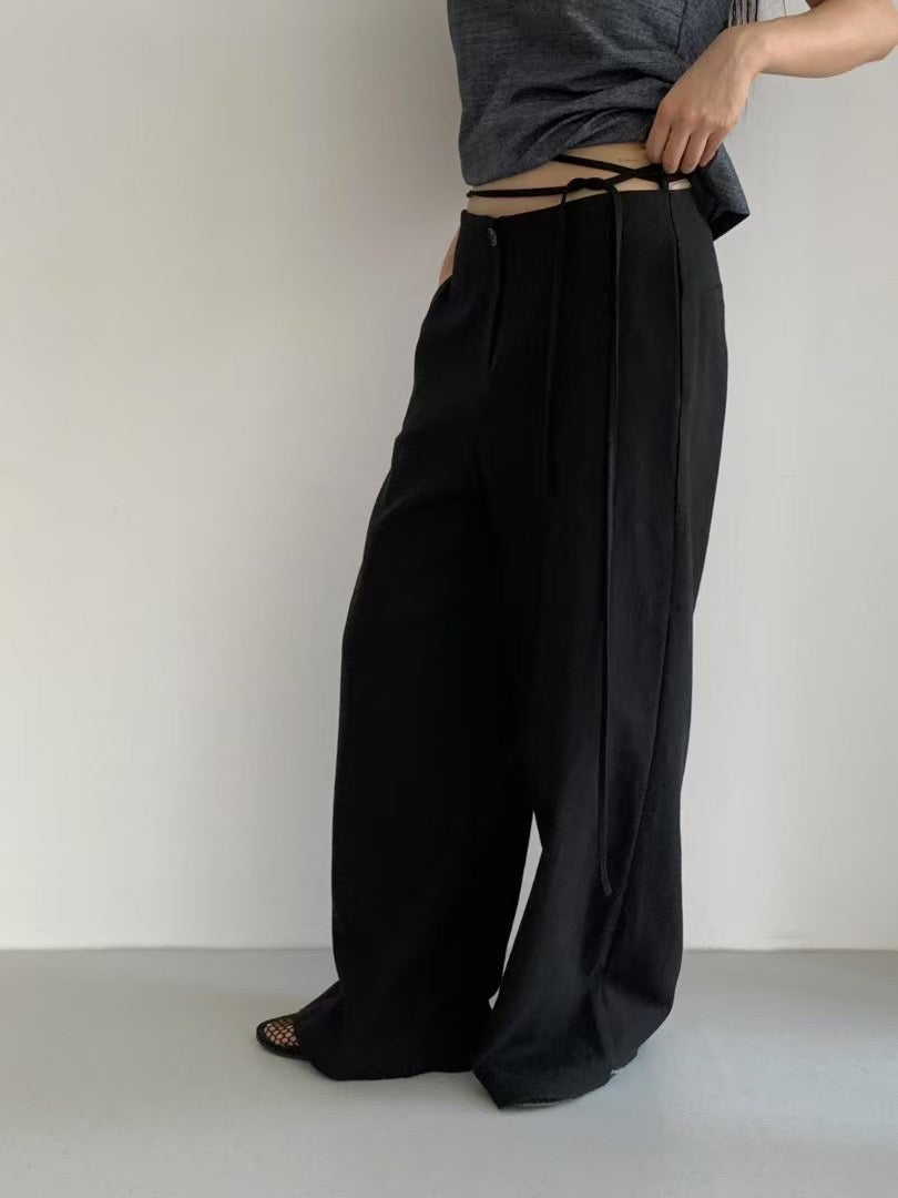 WRAPPING STRAP TWILL PANTS
