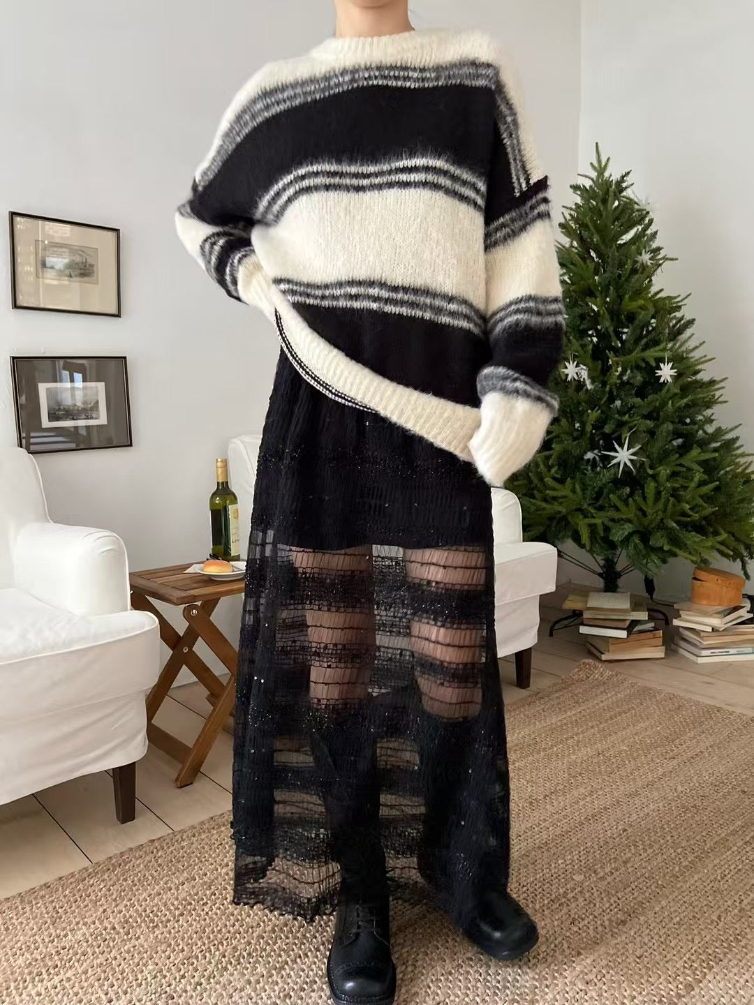 SHEER A LINE TIERED SKIRT