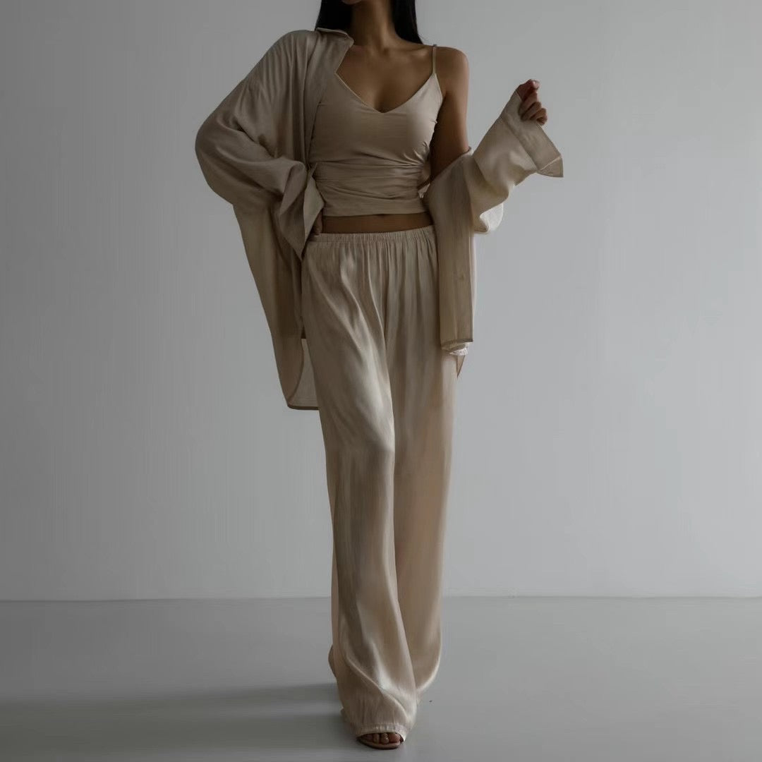 ELASTIC WAIST SATIN PANTS