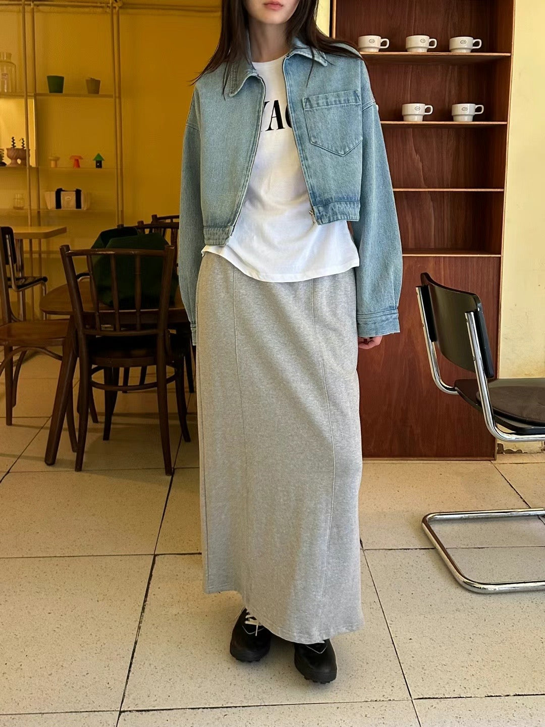 SINGLE POCKET DENIM CROP JACKET