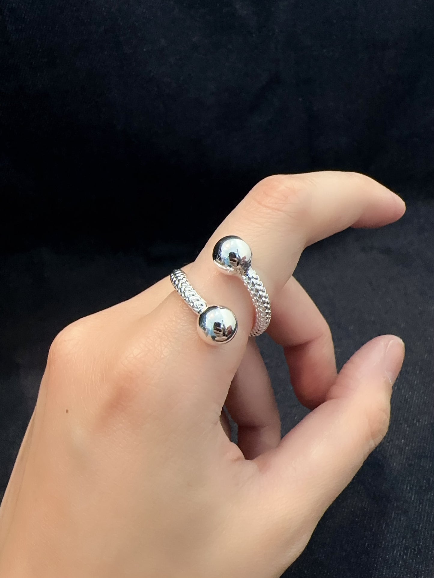 925 DOUBLE SPHERE RING