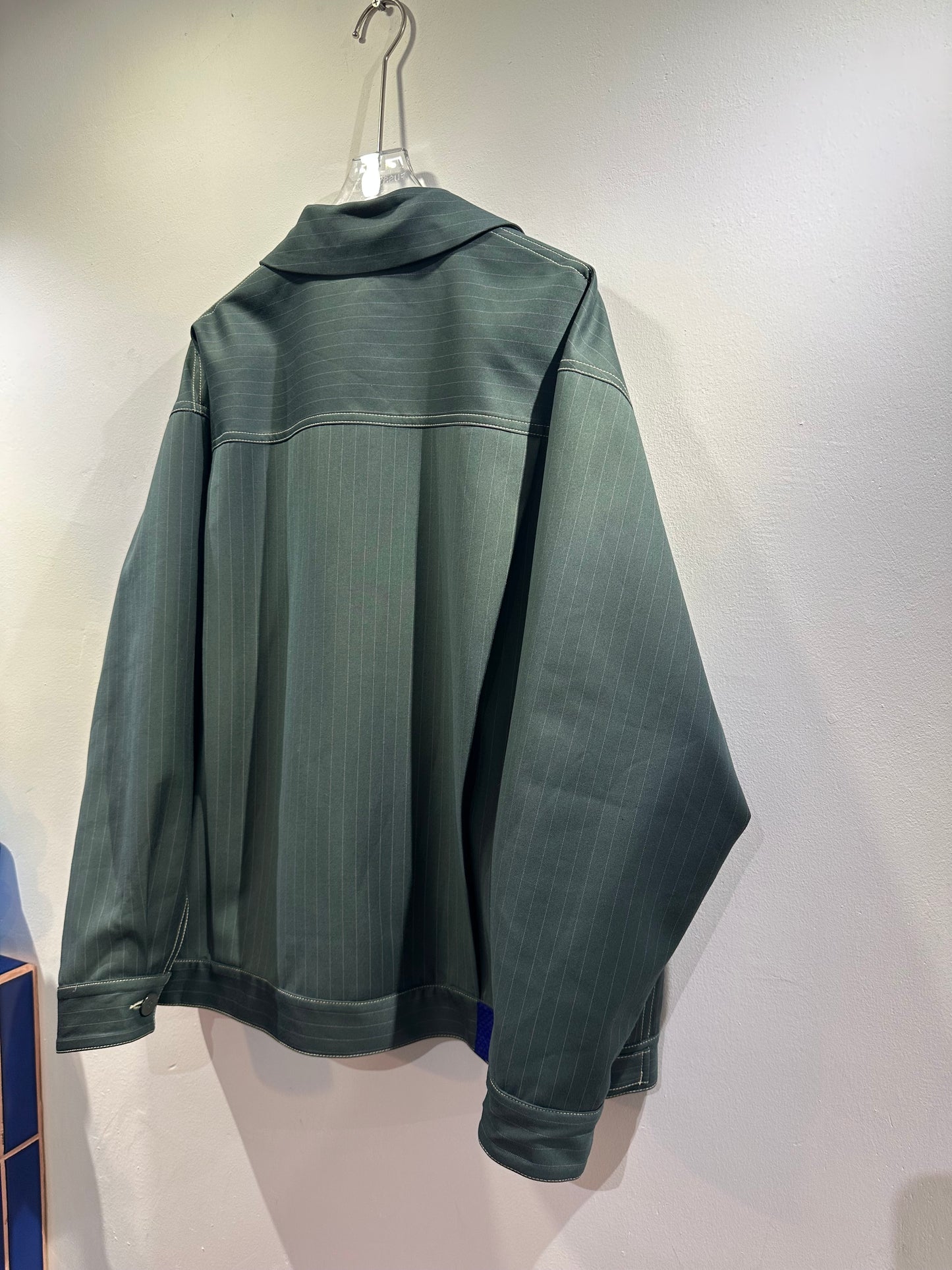 • FUSSY MADE • MATCHA PINSTRIPE BLAZ-JACKET ( Italian Fabric )
